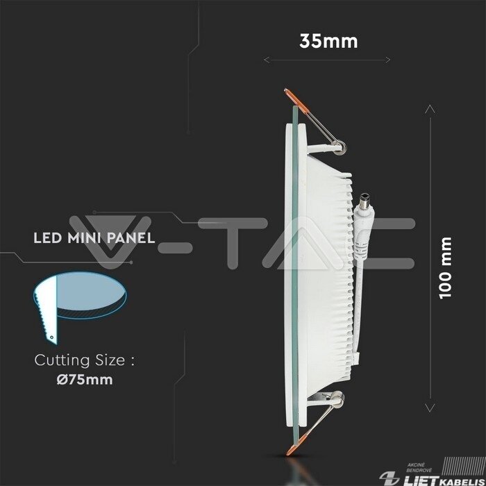 LED šviestuvas 6W, 4000K, 420lm, su stiklu įleidžiamas 2 LED šviestuvas 6W, 4000K, 420lm, su stiklu įleidžiamas 2