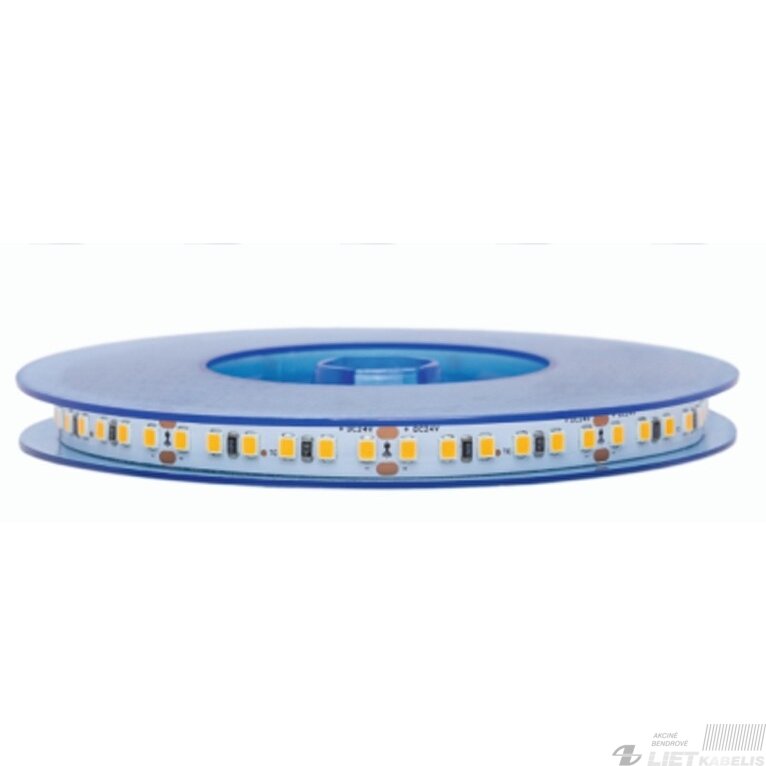 LED juosta, 5m ritė, 24V 28W/m nehermetiška IP20 šilta balta 3000K 168LED/m, Bridgelux SMD 1