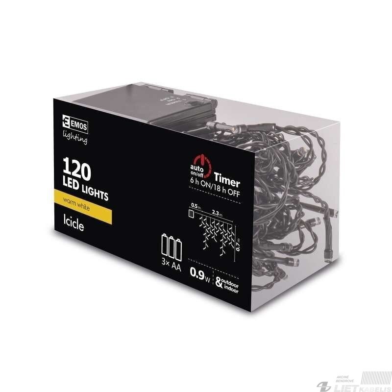 LED girlianda/užuolaida 2,3x0,7m, 120LED lempučių, ZY2059, IP44,maitinama baterijomis 3 x AA, šiltai balta Emos LED girlianda/užuolaida 2,3x0,7m, 120LED lempučių, ZY2059, IP44,maitinama baterijomis 3 x AA, šiltai balta Emos