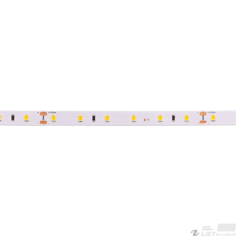 LED juosta 12V 6.0W/m 60LED/m 634lm/m šiltai balta 2700K IP20 120°, ritė 50m, PLUS AKTO LED juosta 12V 6.0W/m 60LED/m 634lm/m šiltai balta 2700K IP20 120°, ritė 50m, PLUS AKTO