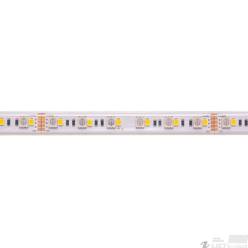 LED juosta, 5m ritė, 24V 19.2W/m hermetiška IP67, RGB + CW 6500K