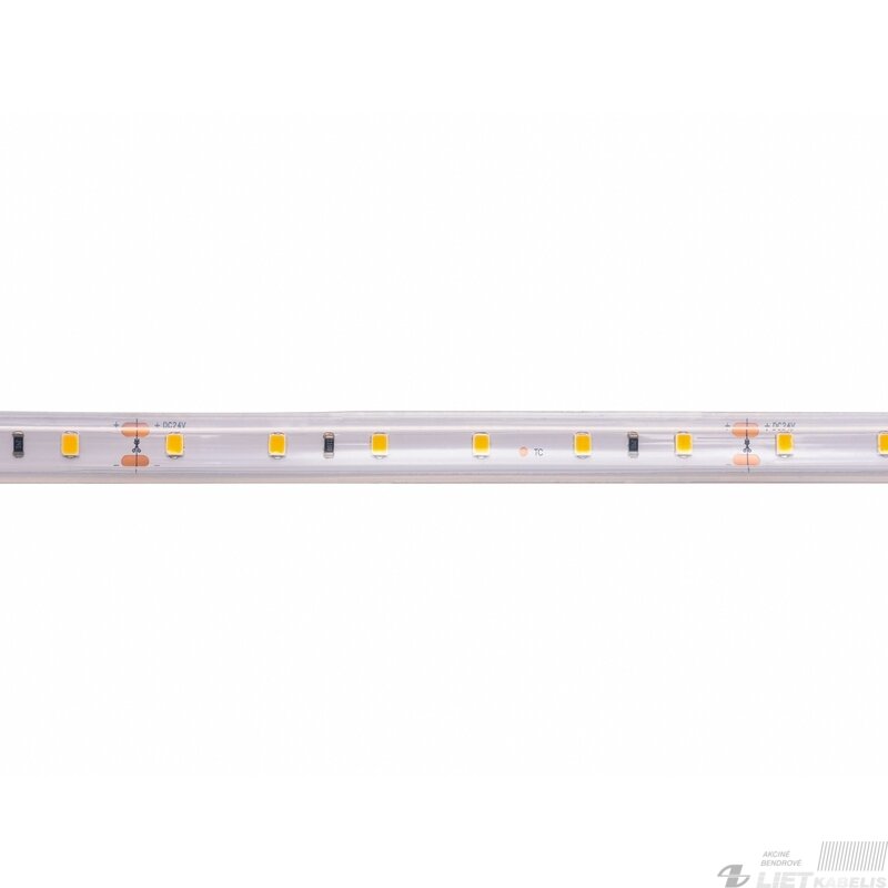 LED juosta, 5m ritė, 24V 4.8W/m hermetiška IP68, T formos, šiltai balta 3000K LED juosta, 5m ritė, 24V 4.8W/m hermetiška IP68, T formos, šiltai balta 3000K