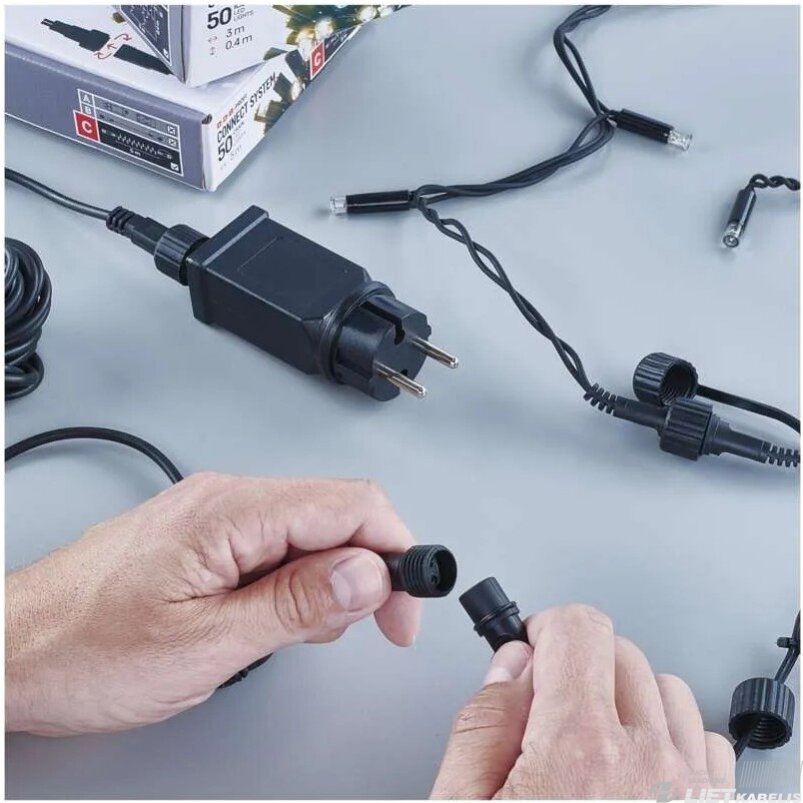 LED šviesos girliandų EMOS CONNECTING matinimo šaltinis, 30Vdc, 12W, su laikmačiu 2