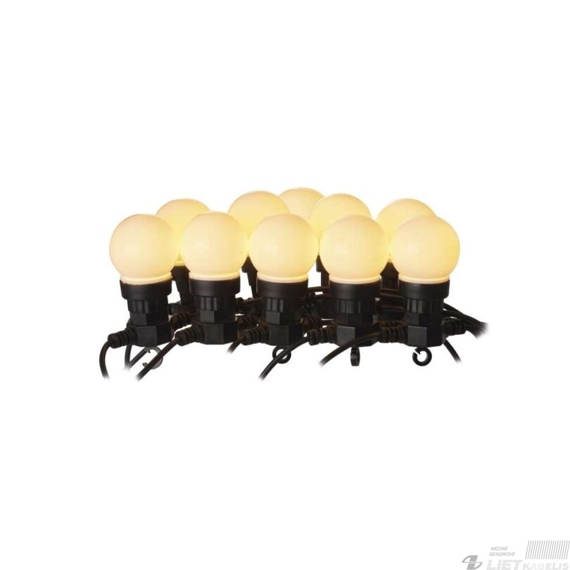 Led girlianda iš 10 vnt didelių burbulų, šiltai balta, matinės, 5W, IP44, EMOS