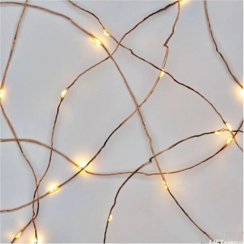 LED girlianda NANO, 3Vac (2xAA), 1.9m, 20 x LED, šiltai balta, su laikmačiu, EMOS 1