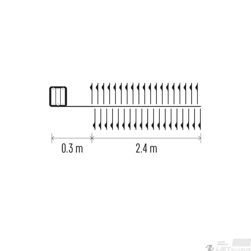 LED girlianda NANO, 4.5Vac (3xAA), 2.4m, 100 x LED, šaltai balta, su laikmačiu, EMOS 3
