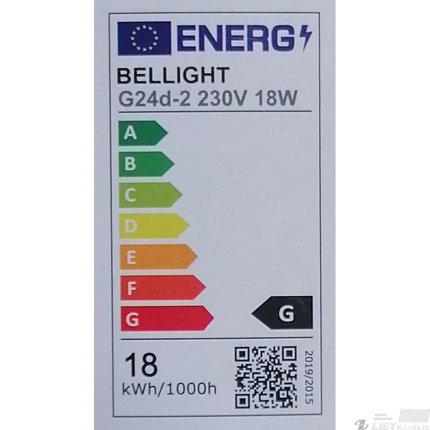 Lempa kompaktinė PL-C 18W/830, 2P, G24d2, Bellight 1