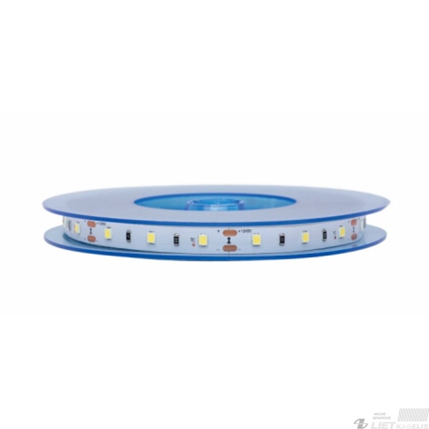 LED juosta 5m ritė 12V 14.4W/m nehermetiška IP20 šaltai balta 6500K 115lm/m 1