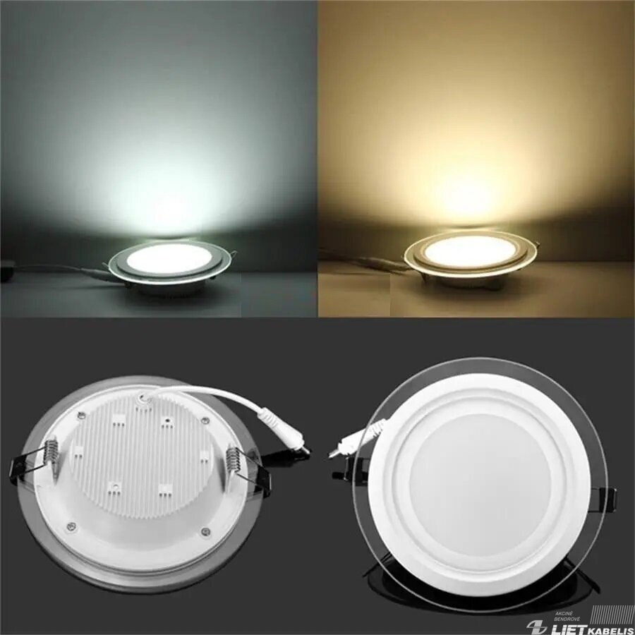 LED šviestuvas 12W su stiklu, 4000K, 780lm, įleidžiamas, Bona electrica 1 LED šviestuvas 12W su stiklu, 4000K, 780lm, įleidžiamas, Bona electrica 1