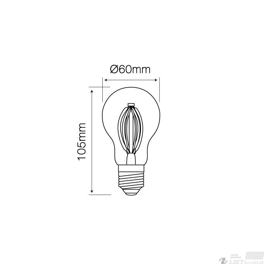 Lempa LED filamentinė dimeriuojama 8W, E27, 2700K, 968lm, LEDline 1 Lempa LED filamentinė dimeriuojama 8W, E27, 2700K, 968lm, LEDline 1