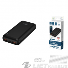 LiPo išorinis akumuliatorius (Powerbank) 20000mAh 20W 2xUSB + USB C QC3.0 PD juodas ANSMANN