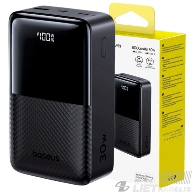 LiPo išorinis akumuliatorius (PowerBank) 30000mAh 30W USB-A, USB-C Bipow2 Pro juodas EnerFill FP51 BASEUS