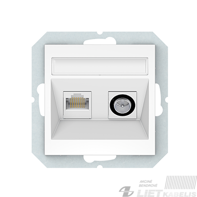 Lizdas kompiuteriui +TV be rėmelio, baltas, TVL/KLRJ45-16e2-02 QR1000 Lizdas kompiuteriui +TV be rėmelio, baltas, TVL/KLRJ45-16e2-02 QR1000
