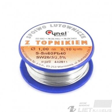 Lydmetalis Sn60Pb40 1,2mm CYNEL 100g Lydmetalis Sn60Pb40 1,2mm CYNEL 100g