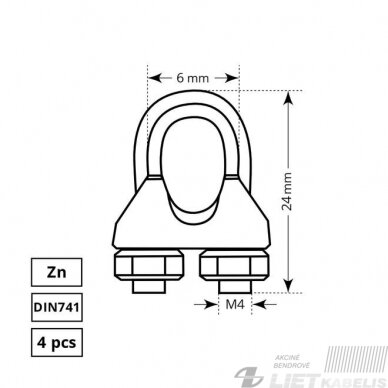 Lyno suspaudiklis 5.0mm (U formos) 2