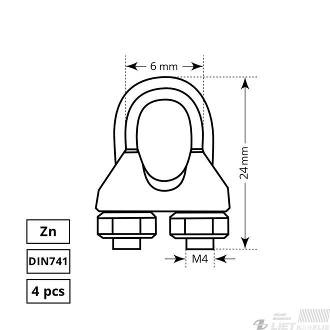 Lyno suspaudiklis 5.0mm (U formos) 2
