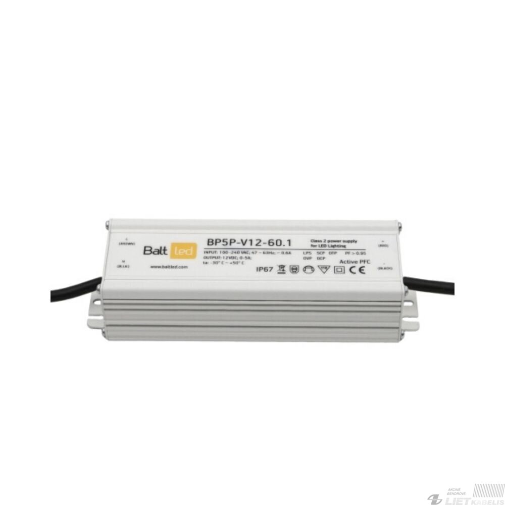 Maitinimo šaltinis LED 12V, 60W, IP67, BALTLED