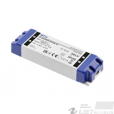Maitinimo šaltinis LED PRO, 36W, 12V DC, IP20, GTV Maitinimo šaltinis LED PRO, 36W, 12V DC, IP20, GTV
