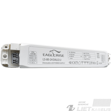 Maitinimo šaltinis LS-80-24 DALI2 LI, 80W, 24V, IP20, dimeriuojamas, Eagerise