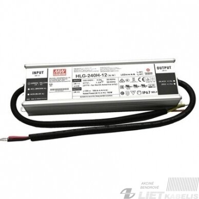 Maitinimo šaltinis LED 12V, 192W, HGL-240H-12 IP67, Mean Well Maitinimo šaltinis LED 12V, 192W, HGL-240H-12 IP67, Mean Well