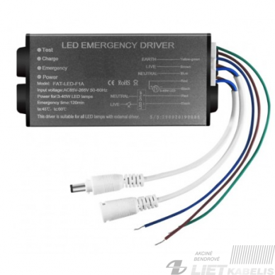 Avarinis akumuliatoriaus komplektas EM-3-40W Eurolight Avarinis akumuliatoriaus komplektas EM-3-40W Eurolight