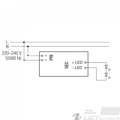 Maitinimo šaltinis LS-60-24LI1, 60W, 24V, IP20, Eaglerise 2 Maitinimo šaltinis LS-60-24LI1, 60W, 24V, IP20, Eaglerise 2