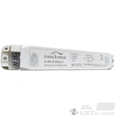 Maitinimo šaltinis LS-80-24 DALI2 LI, 80W, 24V, IP20, dimeriuojamas, Eagerise