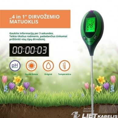 Matuoklis TRST-02 dirvos rūgštingumo ir drėgmės, Garden Center 1