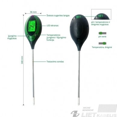 Matuoklis TRST-02 dirvos rūgštingumo ir drėgmės, Garden Center 2 Matuoklis TRST-02 dirvos rūgštingumo ir drėgmės, Garden Center 2