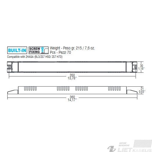 Maitinimo šaltinis dimeriuojamas LED 70W 24V 2,9A DALI2,PUSH, 1-10V, TCI 1 Maitinimo šaltinis dimeriuojamas LED 70W 24V 2,9A DALI2,PUSH, 1-10V, TCI 1