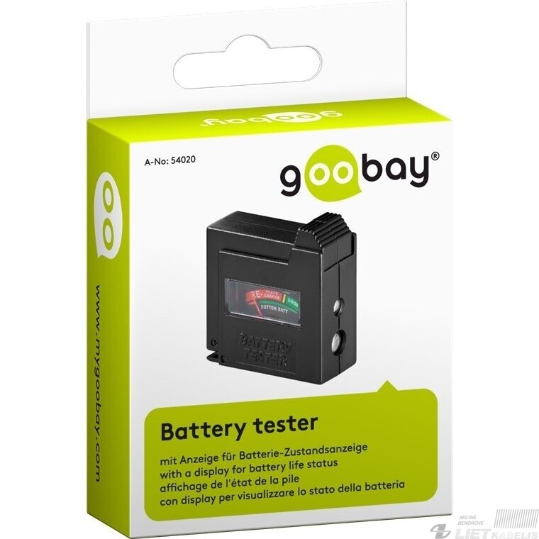 Matavimo prietaisas elementams BT1 1.5-9V, GOOBAY