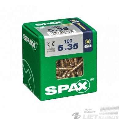 Medvaržtis SPAX 5.0x35 Z2 geltonas Medvaržtis SPAX 5.0x35 Z2 geltonas