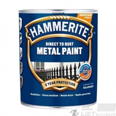 Metalo dažai Hammerite Smooth, juodi, 0.75 l