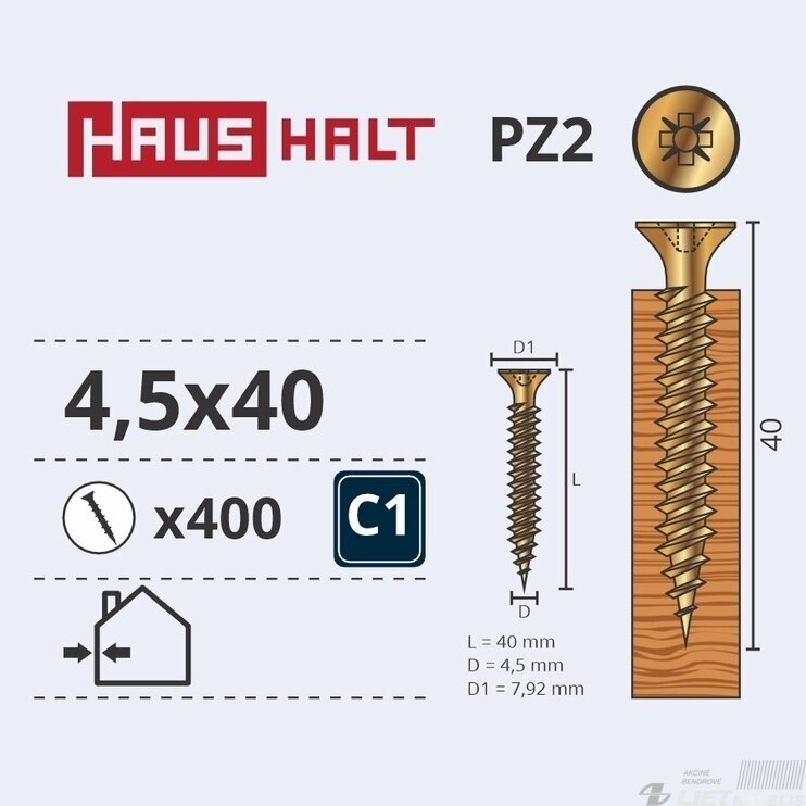 Medvaržtis 4.5x40 geltonas, Haushalt 1 Medvaržtis 4.5x40 geltonas, Haushalt 1