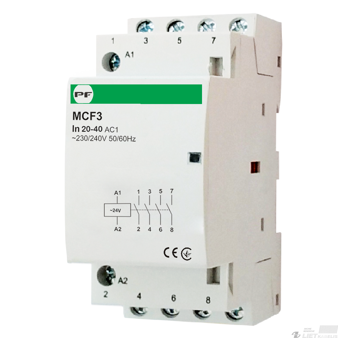 Modulinis kontaktorius MCF3, 20A, 4NO , PF