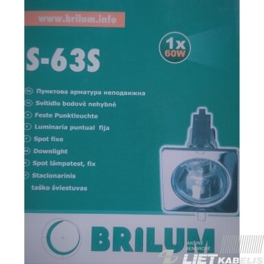 Montuojamas šviestuvas S-63S 60W, E27, IP20, Brilum Montuojamas šviestuvas S-63S 60W, E27, IP20, Brilum