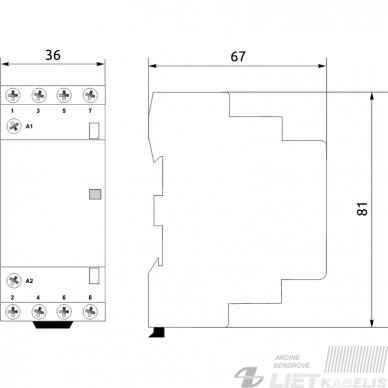 Modulinis kontaktorius MCF3, 20A, 4NO , PF 1 Modulinis kontaktorius MCF3, 20A, 4NO , PF 1