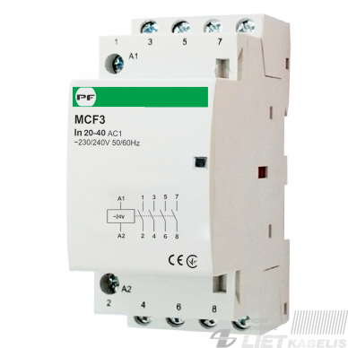 Modulinis kontaktorius MCF3, 20A, 4NO , PF Modulinis kontaktorius MCF3, 20A, 4NO , PF