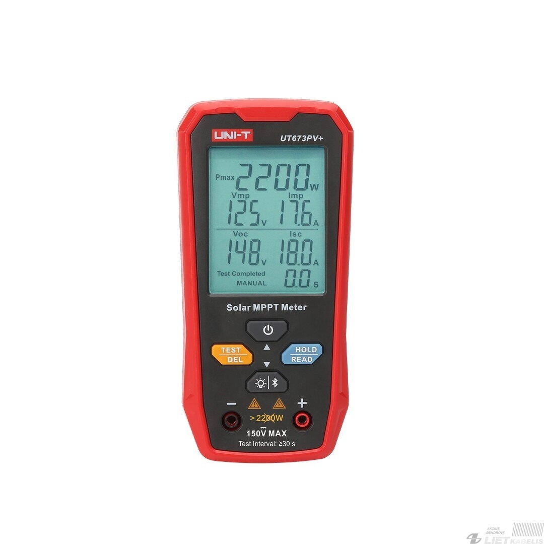 MPPT testeris, 5-1800W, 0-20A, 12-150VDC, rankinis/auto režimas, Bluetooth, UNI-T 7