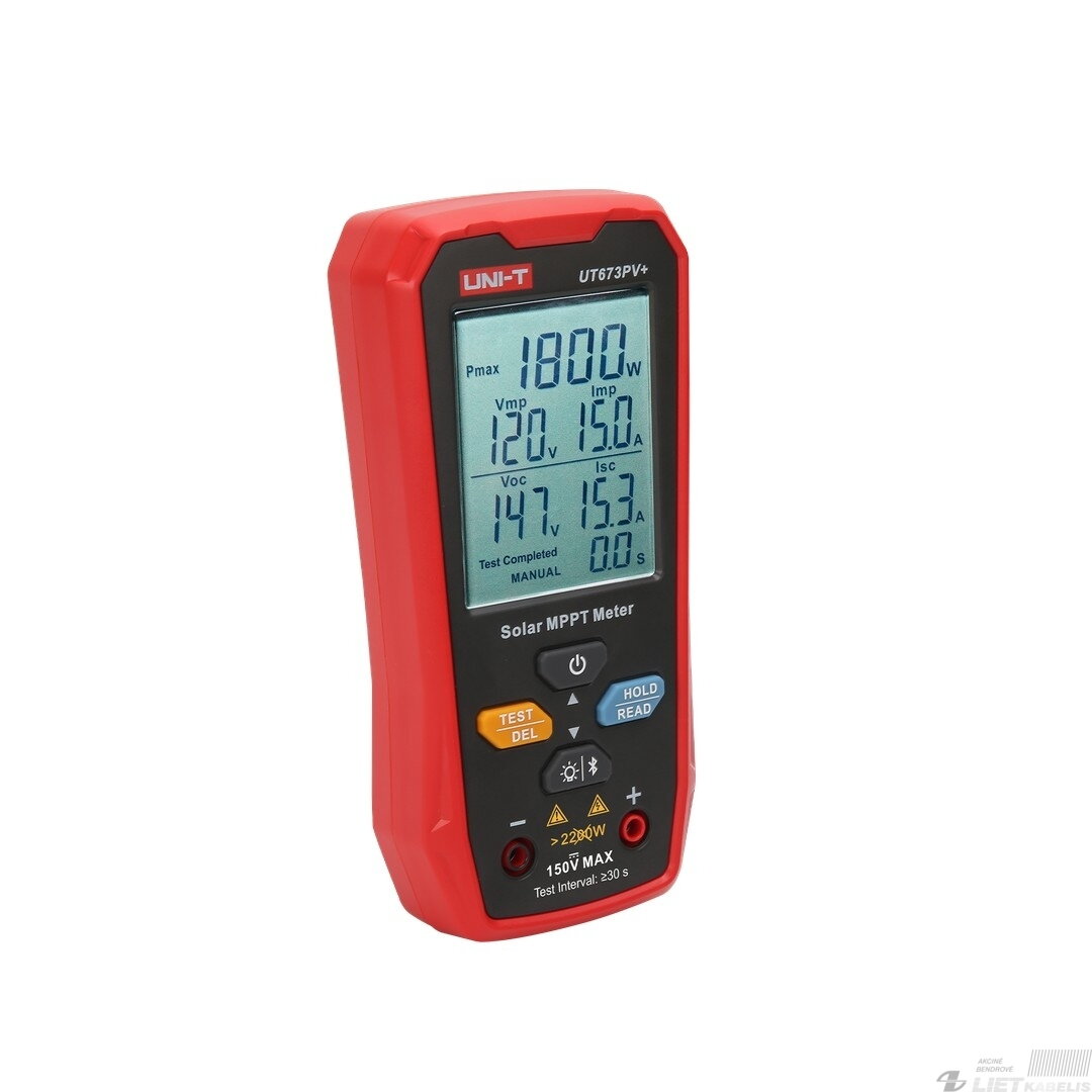 MPPT testeris, 5-1800W, 0-20A, 12-150VDC, rankinis/auto režimas, Bluetooth, UNI-T 8