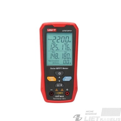 MPPT testeris, 5-1800W, 0-20A, 12-150VDC, rankinis/auto režimas, Bluetooth, UNI-T 7