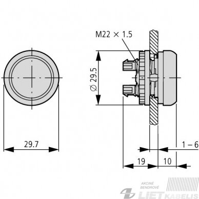 Mygtuko galvutė M22-D-R raudonas Eaton 2 Mygtuko galvutė M22-D-R raudonas Eaton 2