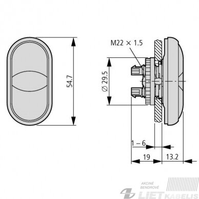 Galvutė mygtukui dviguba M22-DDL-S-X7/X7 juoda, EATON 1 Galvutė mygtukui dviguba M22-DDL-S-X7/X7 juoda, EATON 1