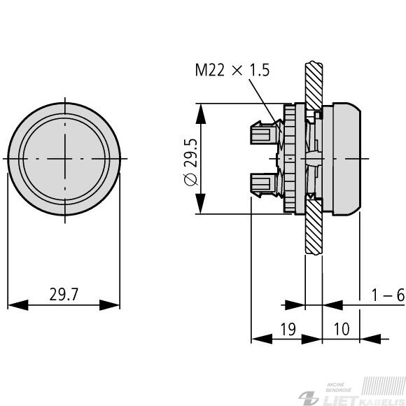 Mygtuko galvutė M22-D-R raudonas Eaton 2 Mygtuko galvutė M22-D-R raudonas Eaton 2