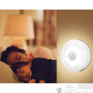Naktinis LED šviestuvas 0,3W, 6000K, 30LM su judesio davikliu