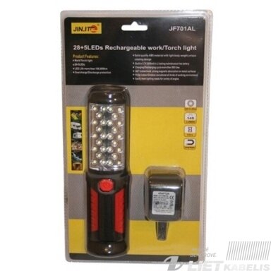 Nešiojamas LED šviestuvas su magnetu ir pakrovėju 28+ 5W, JINITE