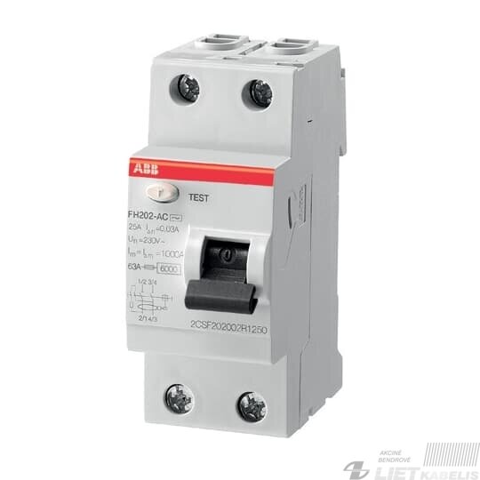 Nuotėkio rėlė FH202AC-25A/0,03 ABB