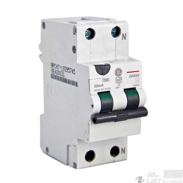 Nuotėkio rėlė, DM60 20/1N/C/003 GE Nuotėkio rėlė, DM60 20/1N/C/003 GE