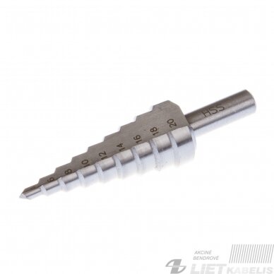 Pakopinis grąžtas, 9 žingsnių, 4-20mm Pakopinis grąžtas, 9 žingsnių, 4-20mm