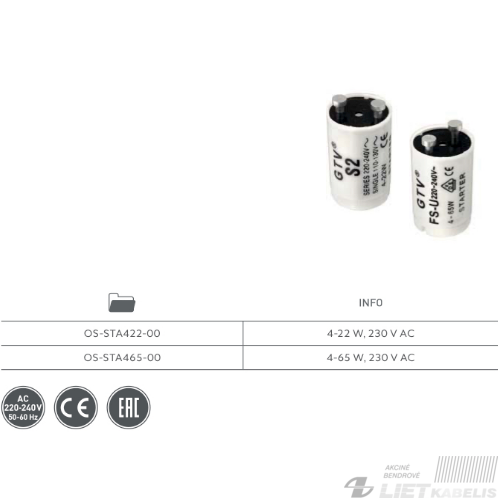 Starteris OS-STA465-00, 4-65W, GTV